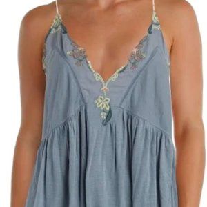 Free People Island Time Embroidered Bubble Top: Color Sky: Medium: NWT  OB578940